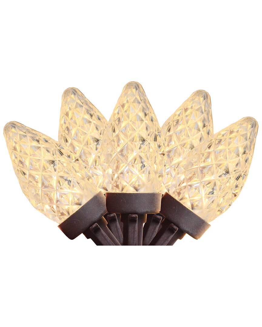 Northern Lights Northlight 100 Warm White Led Faceted C7 Christmas Lights - 66 Ft Brown Wire In White
