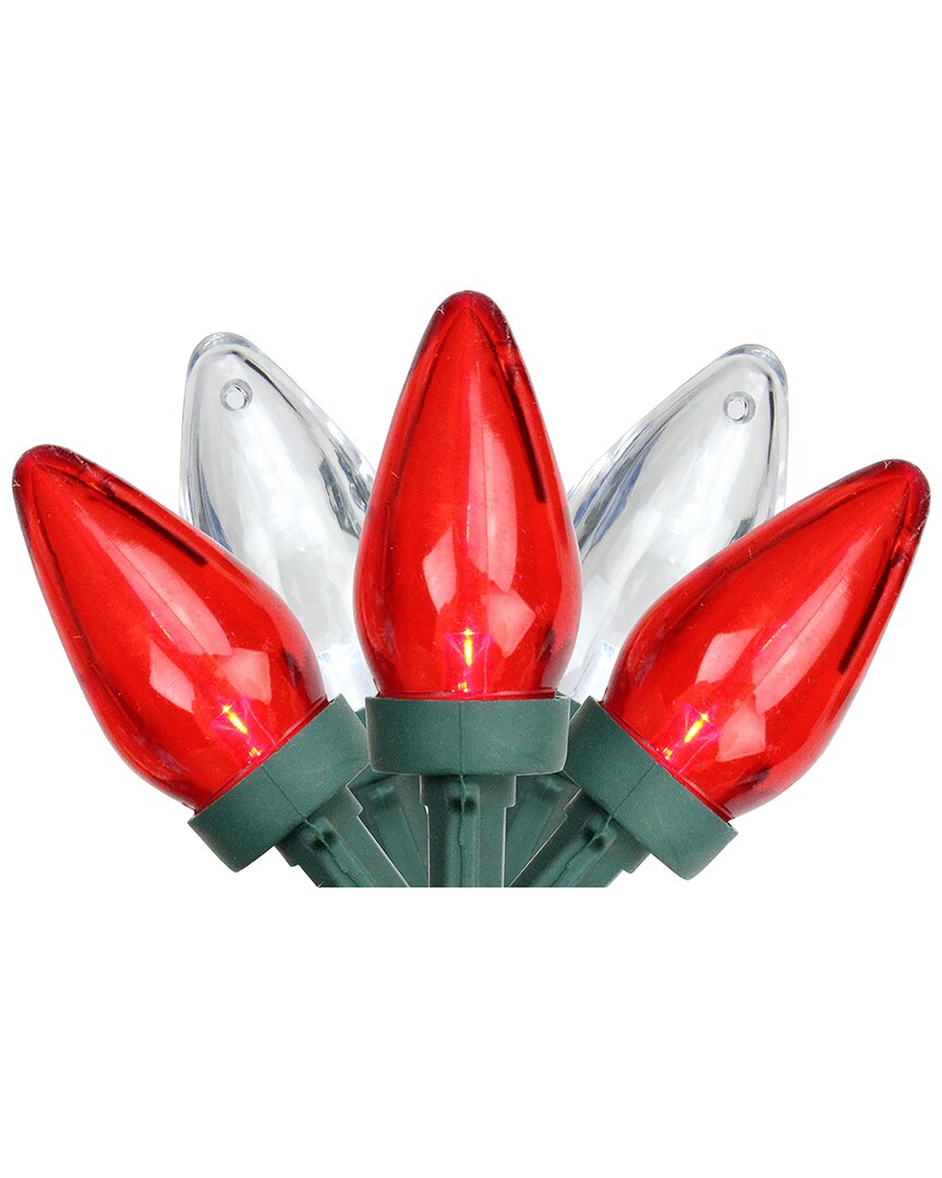 Northern Lights Northlight 25 Red And White Led C7 Christmas Lights - 16 Ft Green Wire In Red