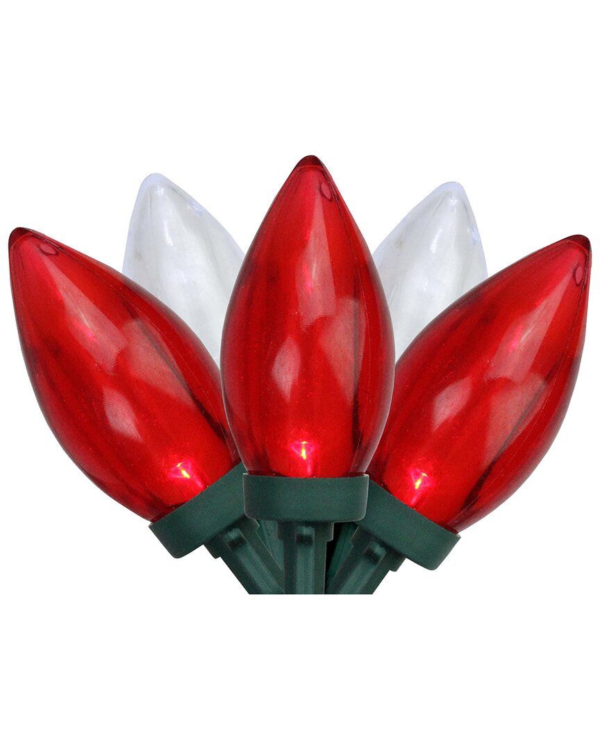 Northern Lights Northlight 25 Red And Pure White C9 Christmas Lights - 16 Ft Green Wire In Red
