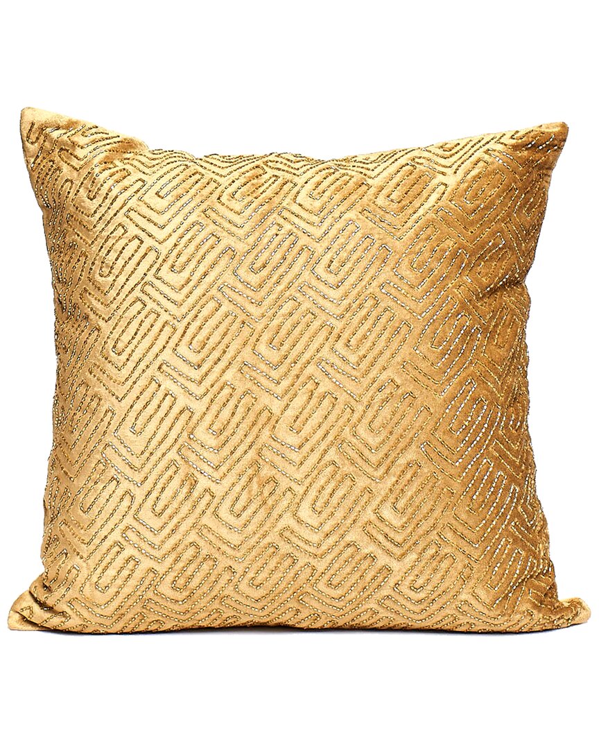 Harkaari Labyrinth Heavily Embellished Velvet Throw Pillow In Gold