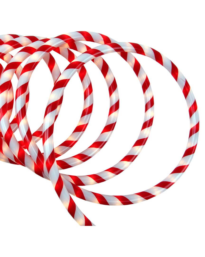 NORTHERN LIGHTS NORTHLIGHT 18FT RED AND WHITE STRIPED CANDY CANE CHRISTMAS ROPE LIGHT