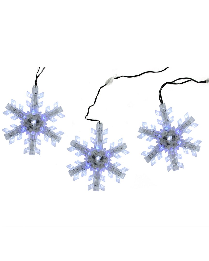 Northern Lights Northlight Set Of 3 Cascading White And Blue Snowfall Led Snowflake Christmas Lights 25in In White