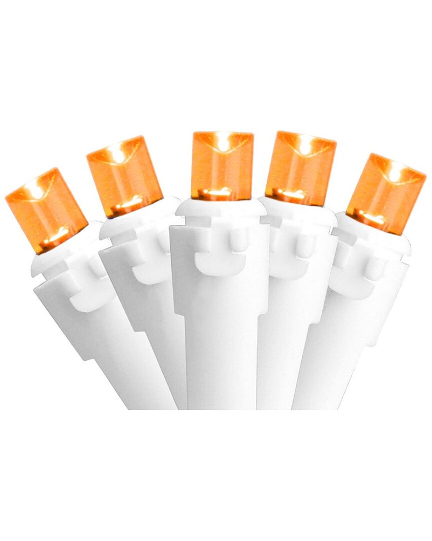 Northern Lights Northlight 50 Orange Led Wide Angle Christmas Lights - 16.25 Ft White Wire In Orange