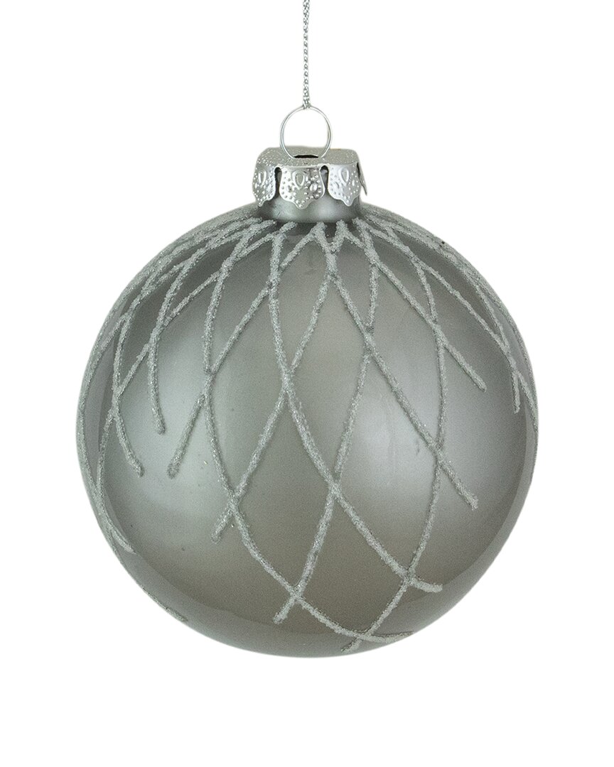 Shop Northern Lights Northlight 4in Gray Diamond Pattern Christmas Ball Glass Ornament