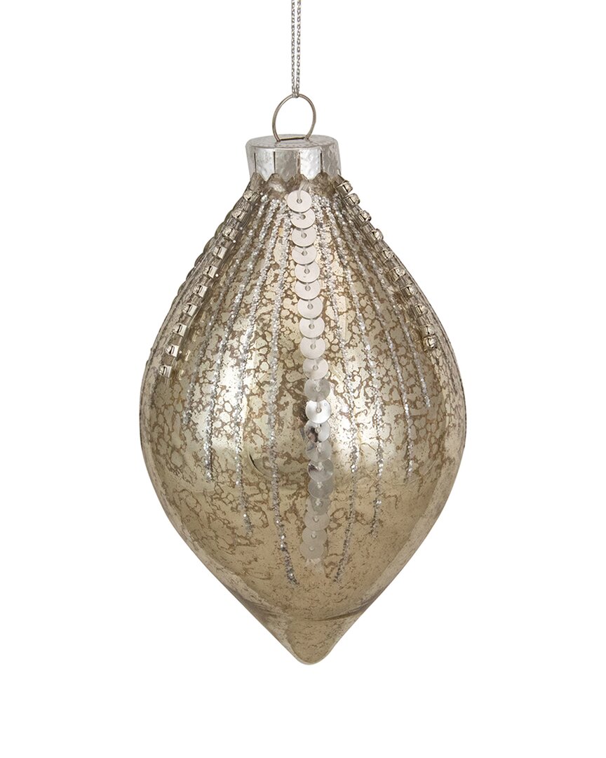 Northern Lights Dnu Unprofitable Northlight 5in Gold Mercury Glass Finial Christmas Ornament In Gold