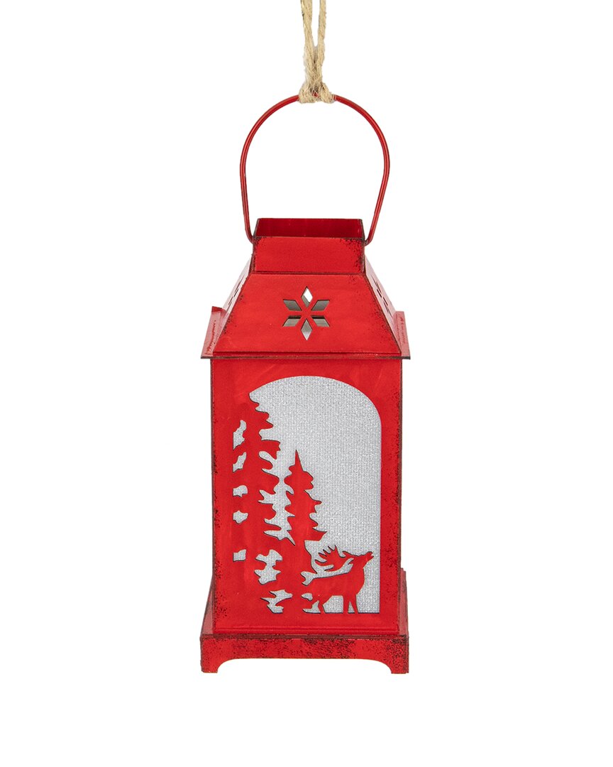 Northern Lights Dnu Unprofitable Northlight 5.5in Lighted Red Reindeer Silhouette Lantern Christmas Ornament In Red