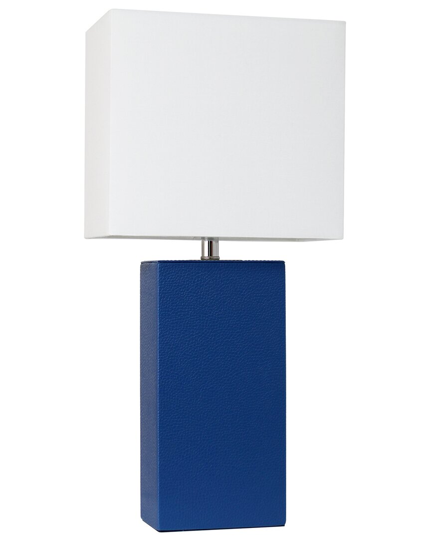 Lalia Home 21in Modern Leather Wrapped Table Lamp With Led Bulb Included