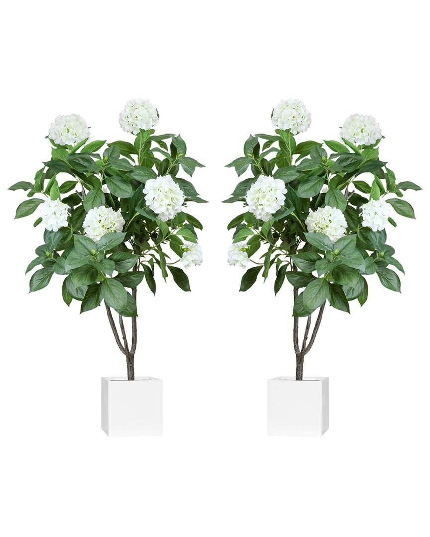 Creative Displays 5ft Hydrangea Drop-in Trees With Ceramic Pots In White