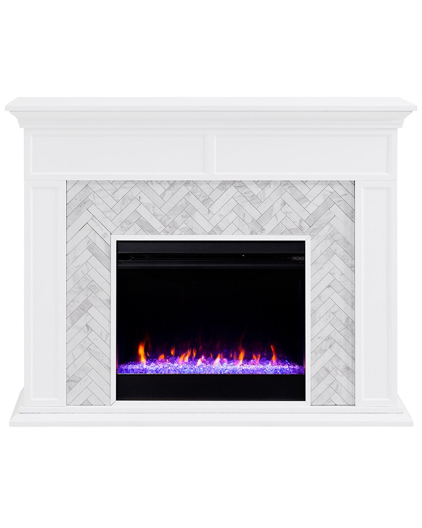 Sei Furniture Torlington Color Changing Marble Tiled Fireplace