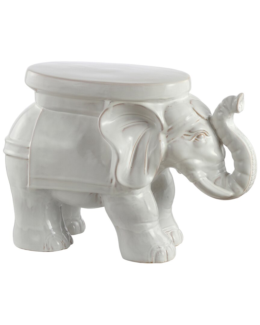 Jonathan Y Designs Jonathan Y White Elephant 14.2in Ceramic Garden Stool