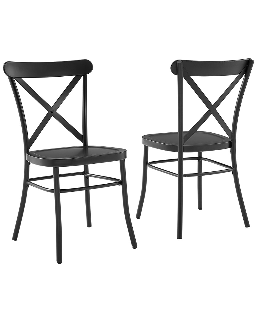 Crosley Camille 2pc Metal Chair Set In Black