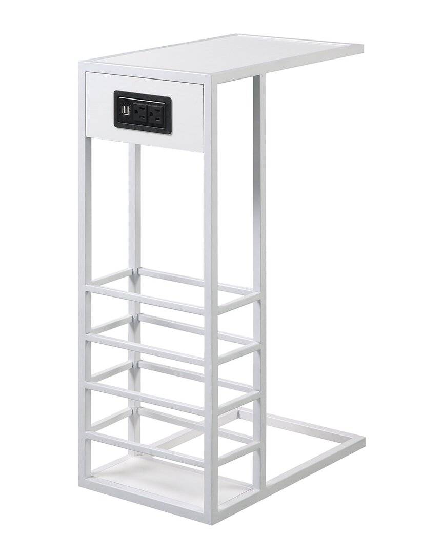 Loft Lyfe Thatcher C Table With Charging Station In White