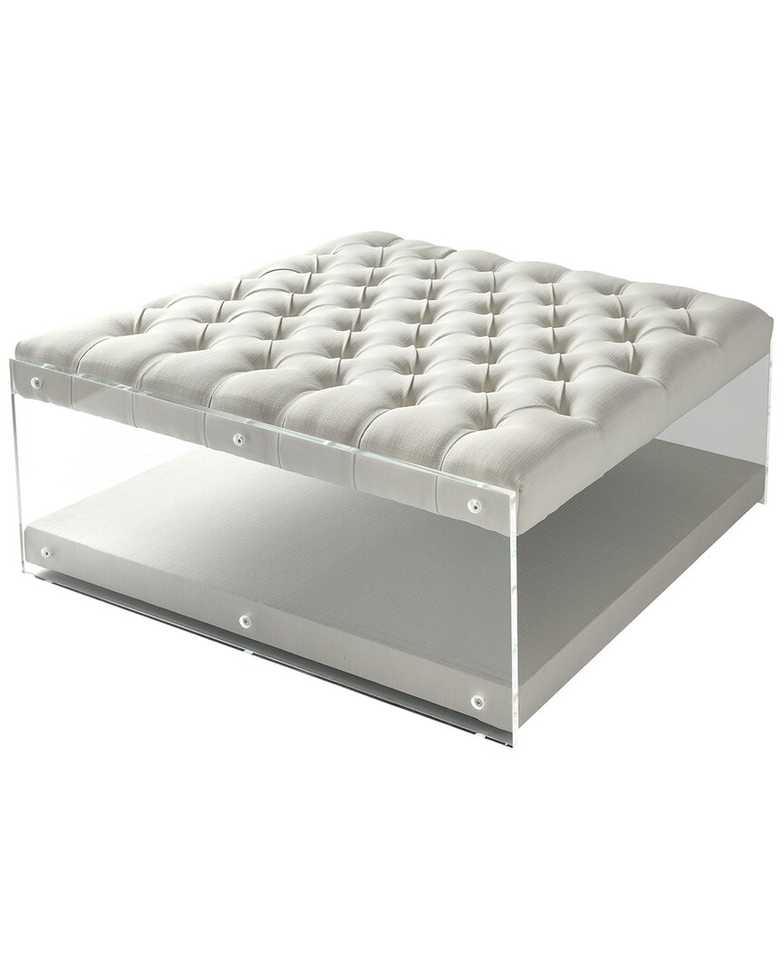 Inspired Home Audrey Cocktail Ottoman In White