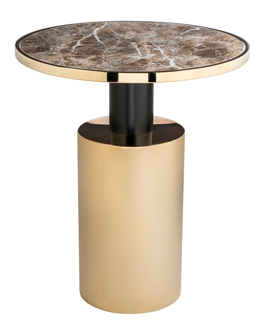 Statements By J Taylor Faux Marble Top End Table In Gold