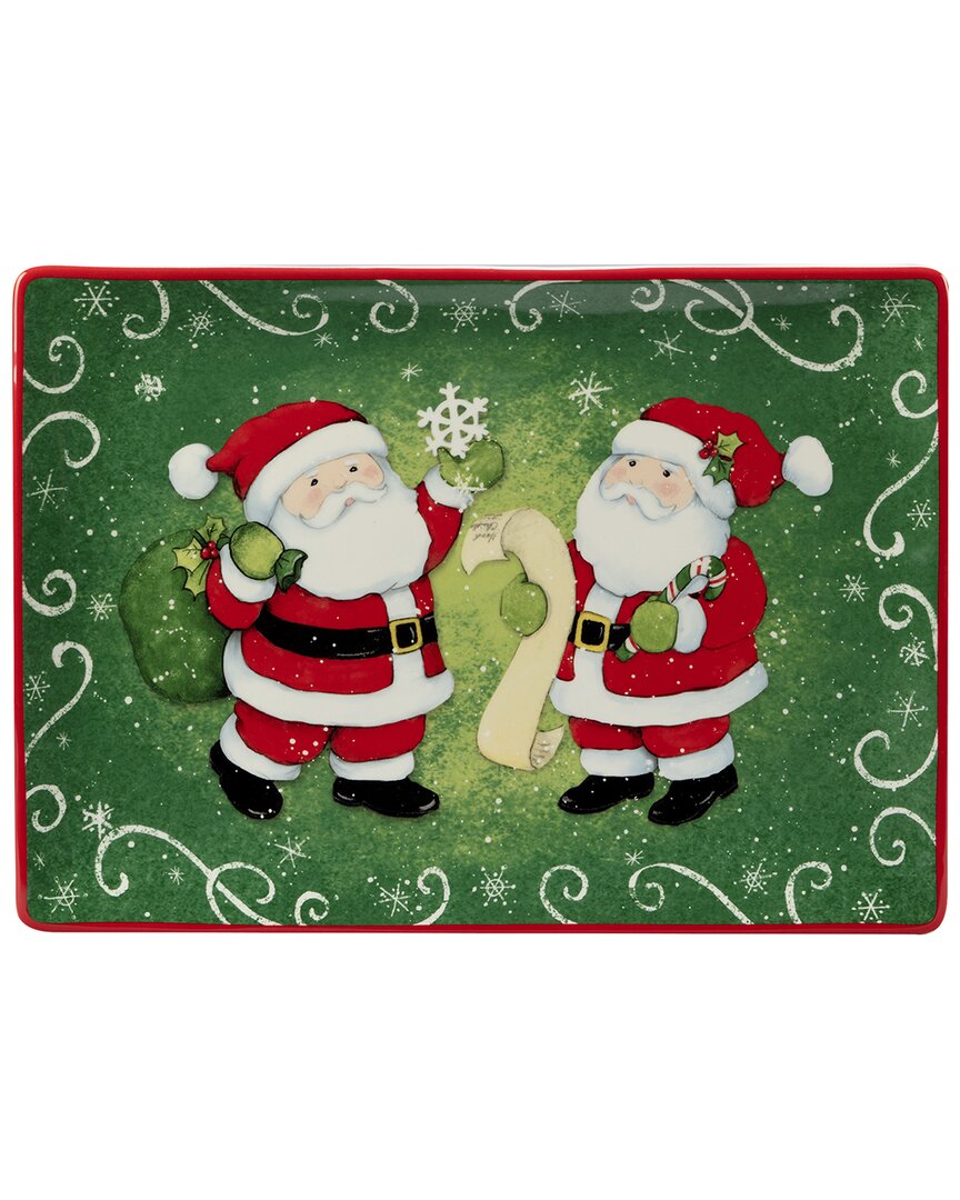 Shop Certified International Holiday Magic Santa Rectangular Platter In Green