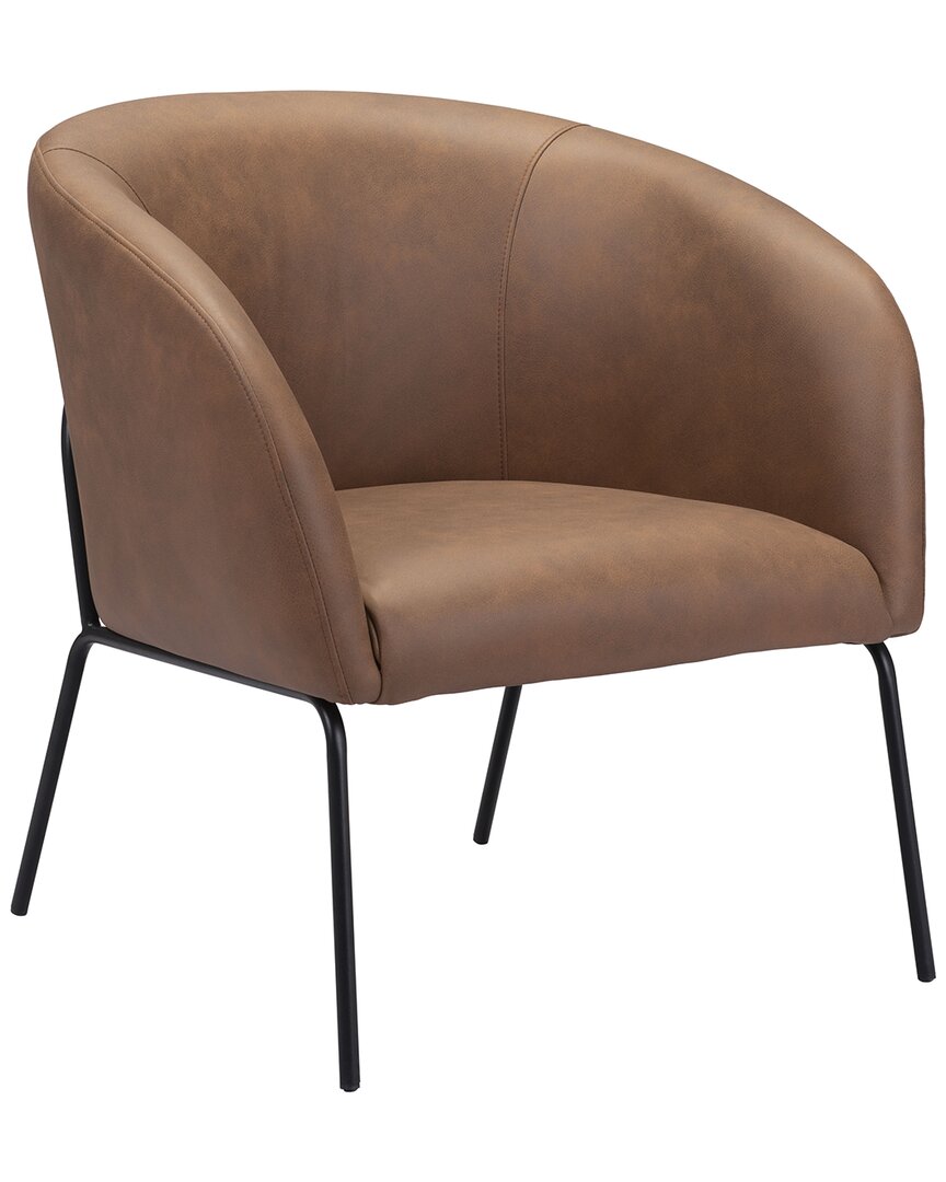 Zuo Modern Quinten Accent Chair In Vintage-like Brown/gold