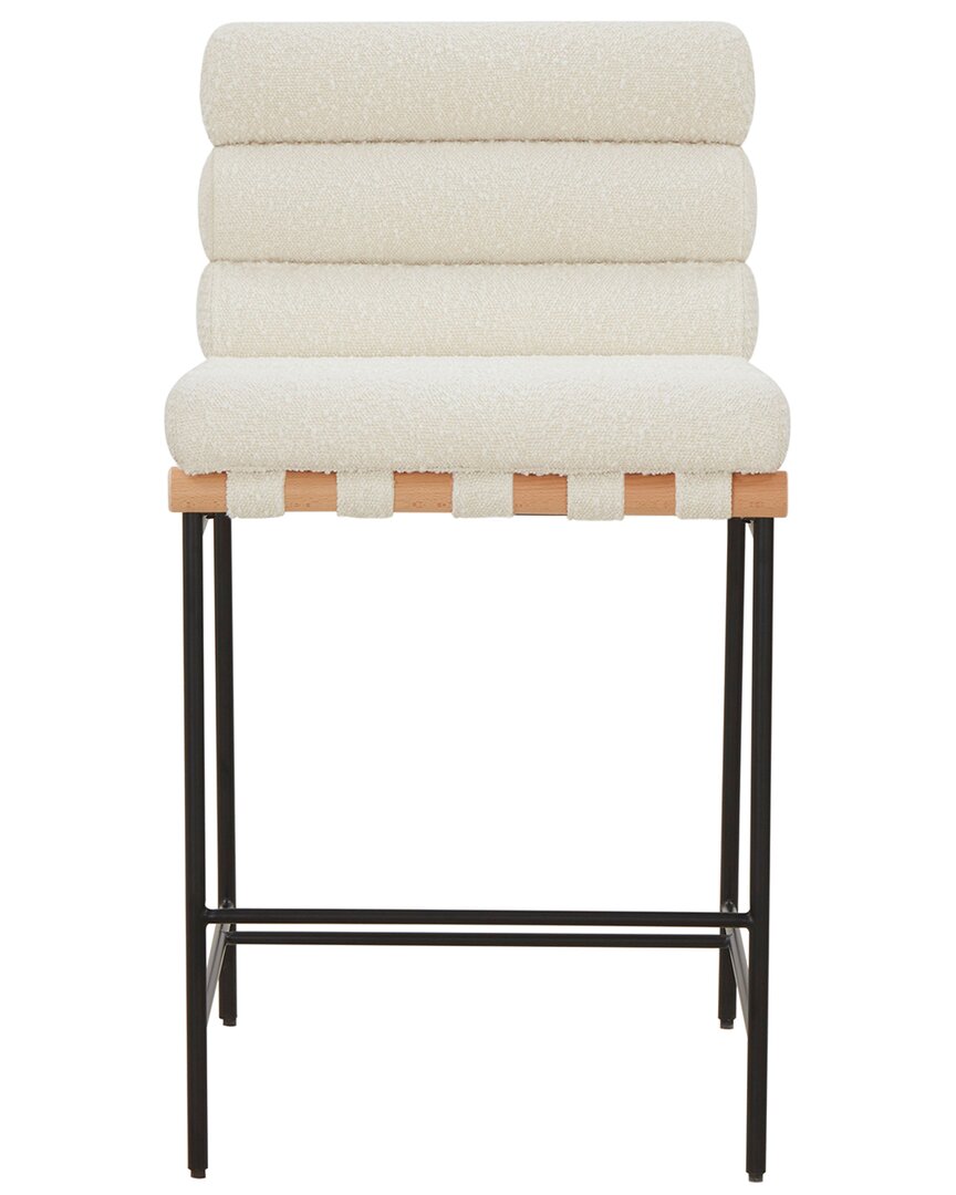 Safavieh Couture Macibella Channel Tufted Boucle Counter Stool In White