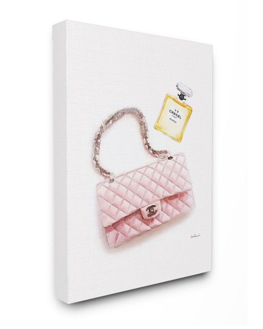 Stupell Pink Purse Gold Perfume Glam Fashion Watercolor Wall Art