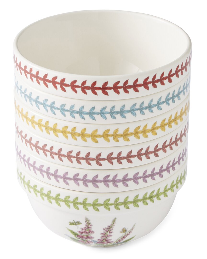 Portmeirion Set Of 6 Botanic Garden Meadow Stacking Bowls In White