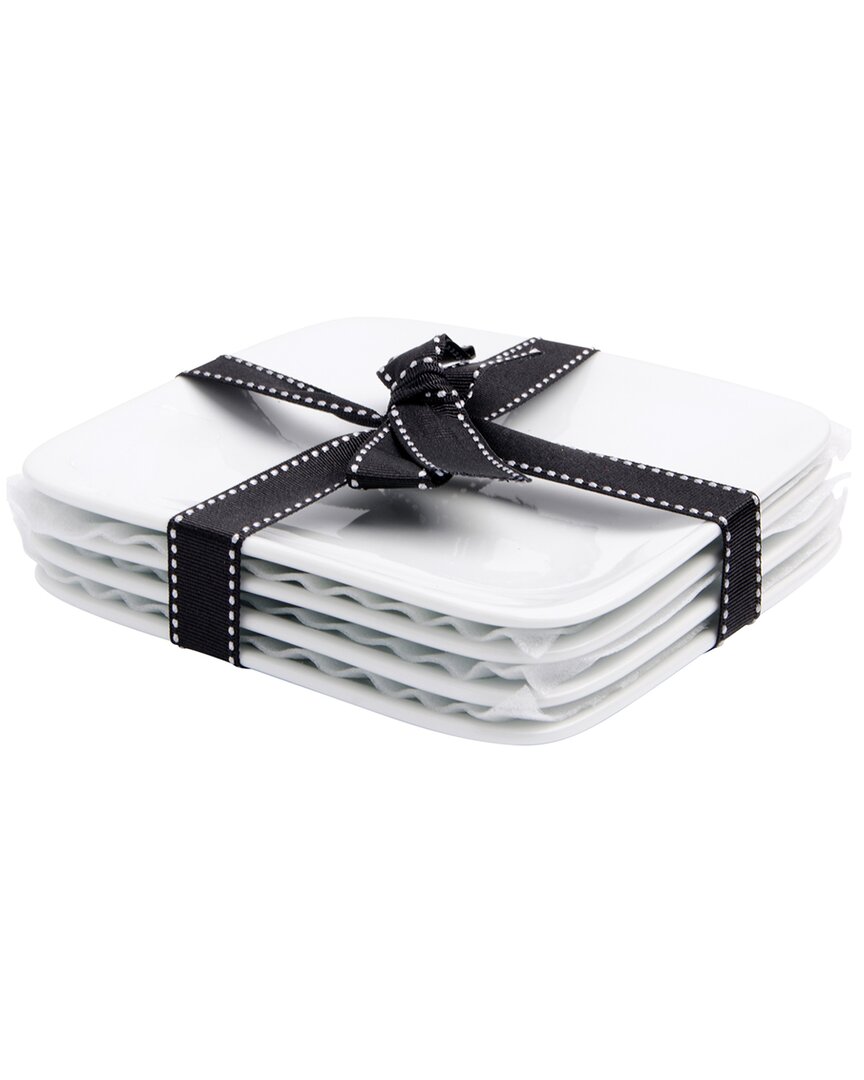 Home Essentials Set Of 4 6in Soft Square App Plate In White