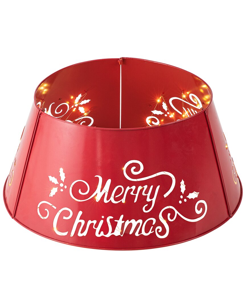 Glitzhome 26in Merry Christmas Tree Collar In Brown