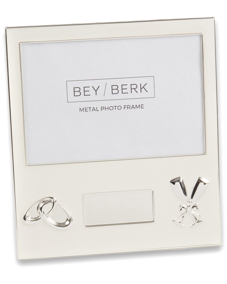 Bey-berk Silver-plated 4x6 Wedding Picture Frame With Engraving Plate