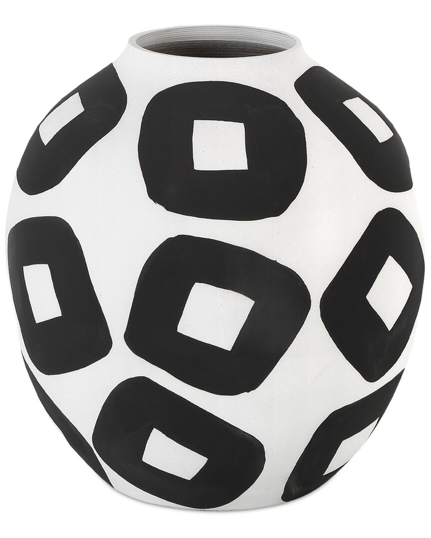 Currey & Company 9.5in Porcelain Pagliacci Vase In White