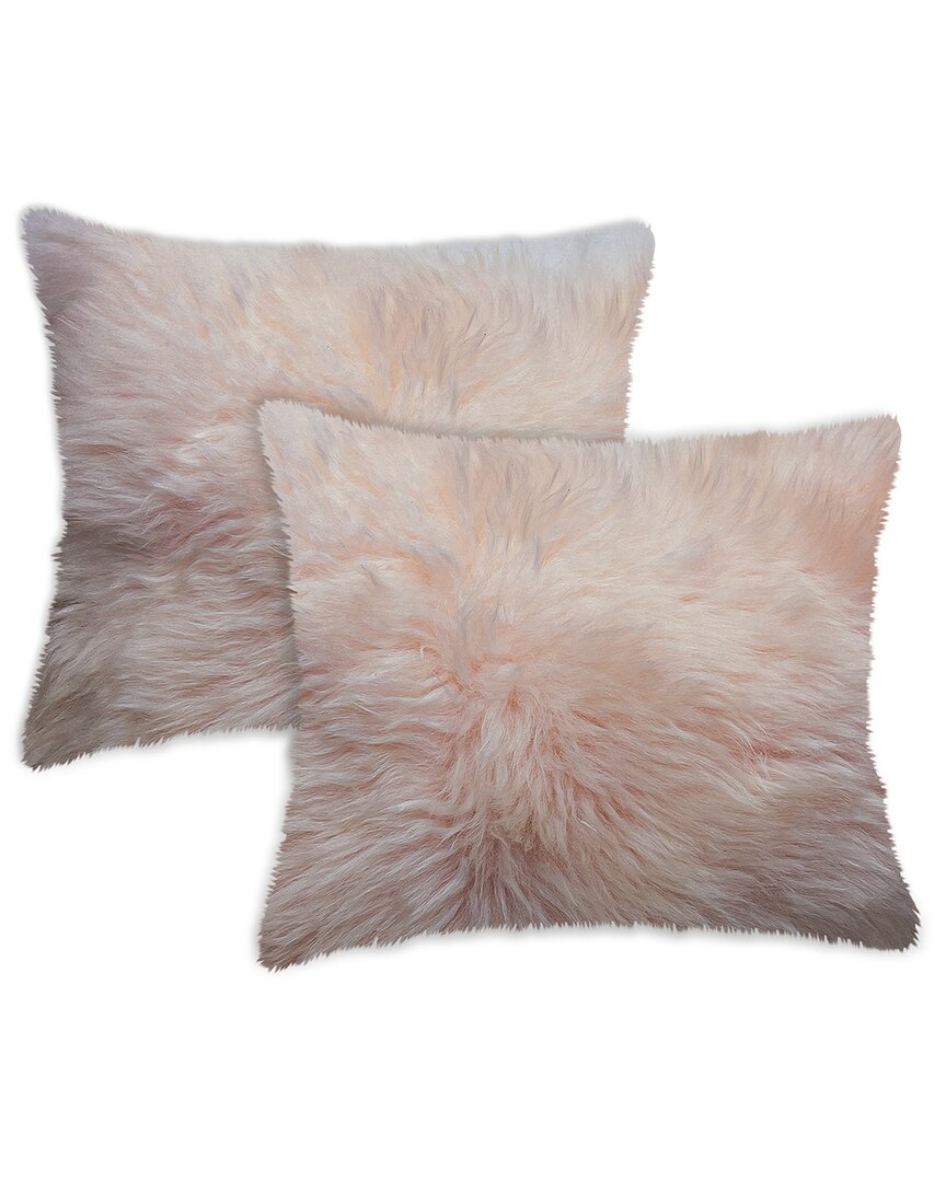 Natural Group Natural Pack Of 2 New Zealand Sheepskin 18x18in Pillows