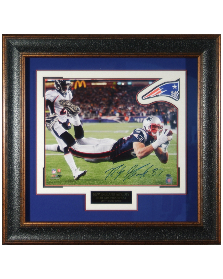 Millionaire Gallery Rob Gronkowski New England Patriots Autographed Display In Blue