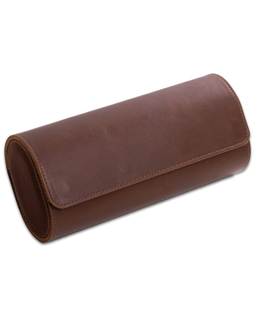Bey-berk Milani Leather Watch Roll In Brown
