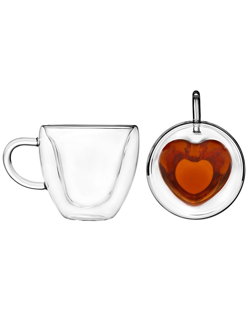 Shop Godinger Heart Coffee Double Wall Mugs (set Of 2) In Clear