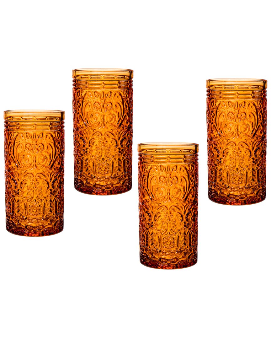 Godinger Jax Orange Spice Highball Glasses (set Of 4)