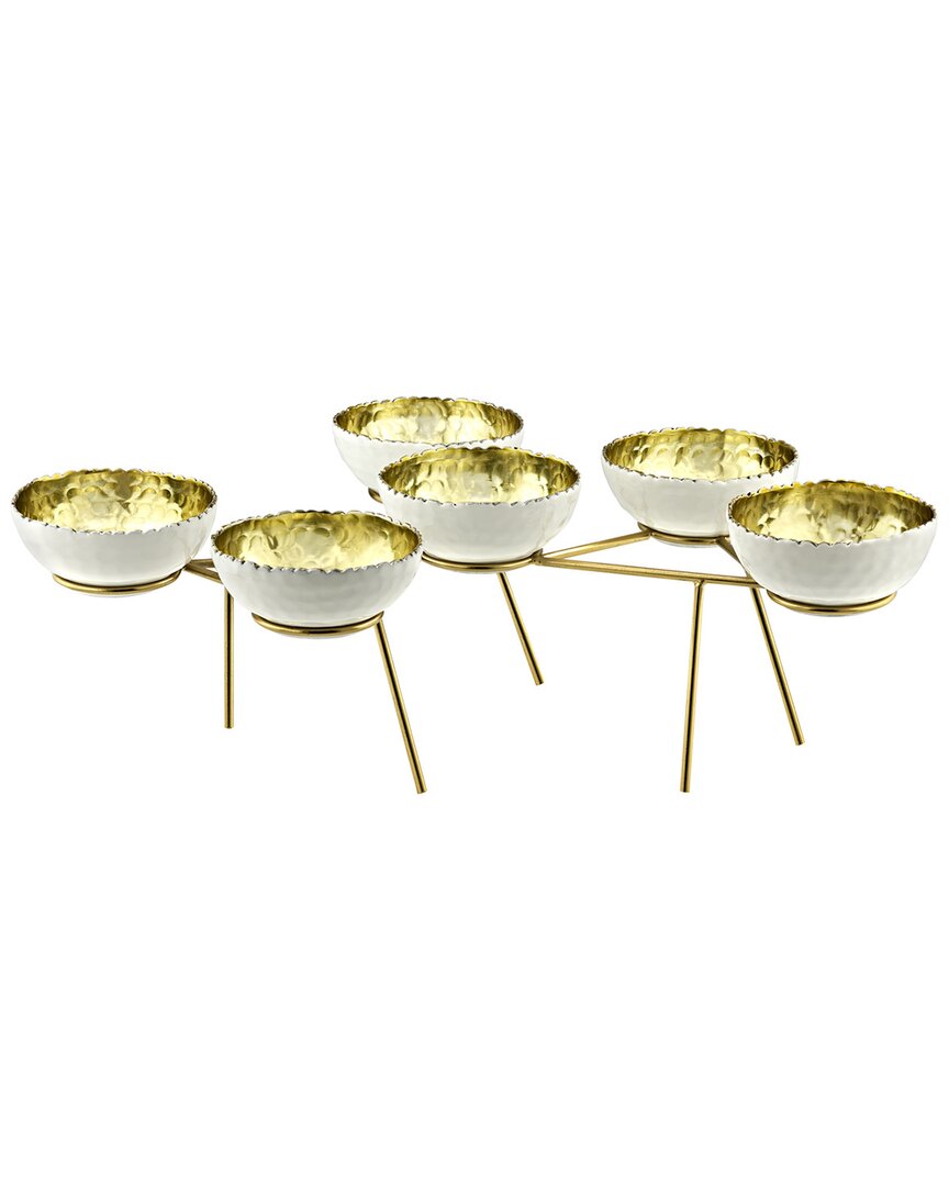 Godinger Munro Hammered White 6pc Bowls And Stand In White