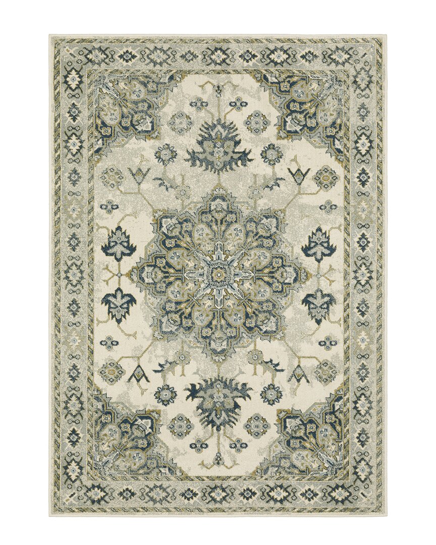 Stylehaven Barrett Traditional Oriental Medallion Cut Pile Rug In Ivory