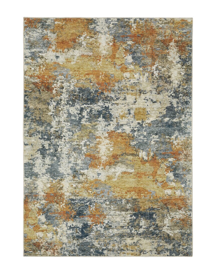 Stylehaven Marcel Contemporary Abstract Washable Flat Weave Rug In Orange