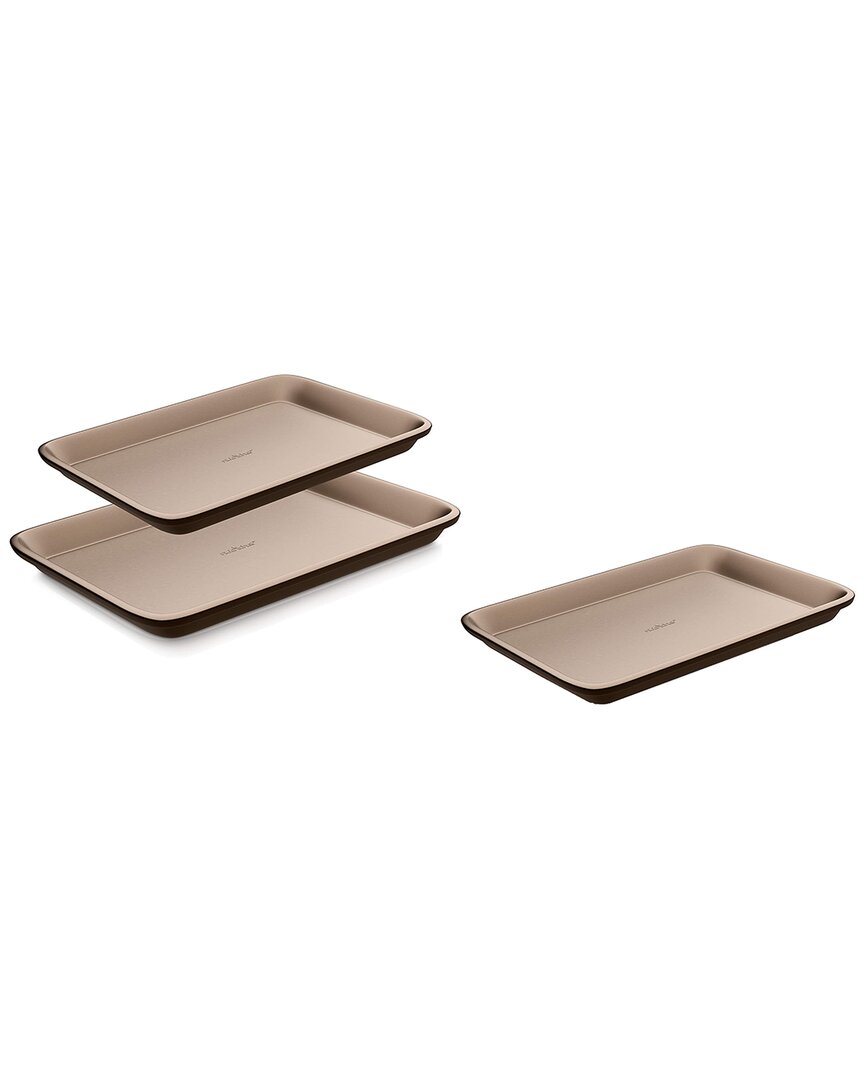 Nutrichef Cookie Sheets (set Of 3) In Brown