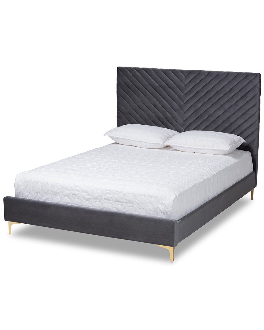 Baxton Studio Fabrico Contemporary Glam Luxe Velvet Platform Bed In Grey