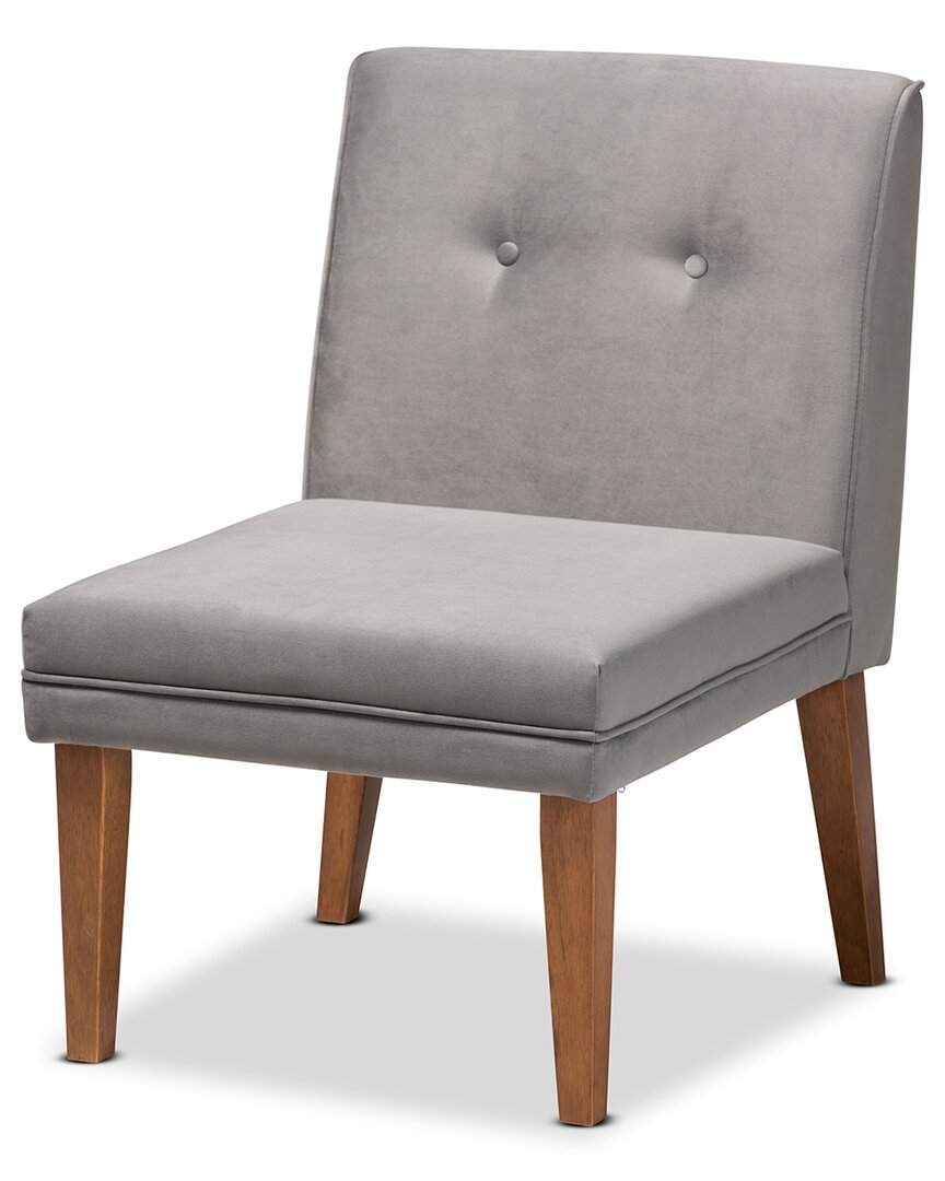 Baxton Studio Stewart Velvet Upholstered Dining Chair In Grey