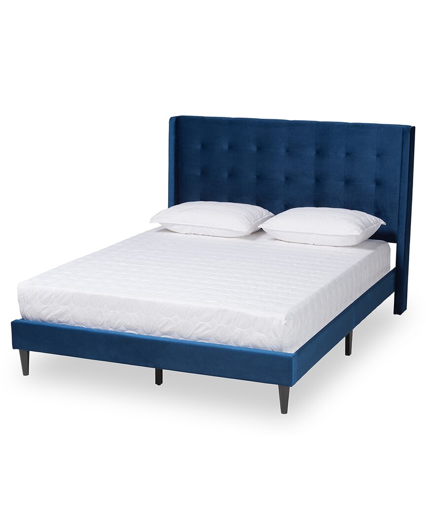 Baxton Studio Gothard Modern Contemporary Velvet Upholstered Platform Bed In Blue