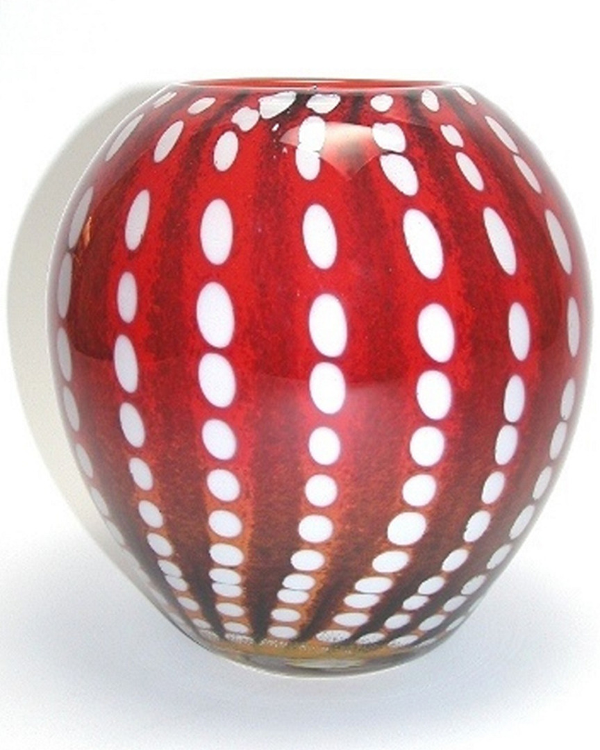 Murano Art Collection European Art Glass Vezuviu Bowl In Red