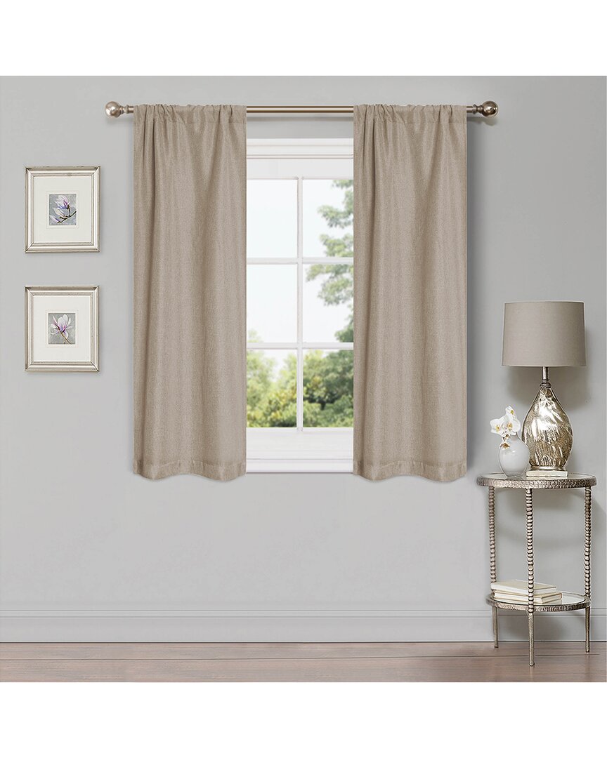 Shop Superior 26x63 Linen-inspired Classic Modern Blackout 2pc Curtain Panel Set In Brown