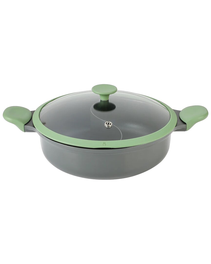 Kenmore Theodore 6.5qt Nonstick Cast Aluminum Divided Hot Pot Pan With Lid