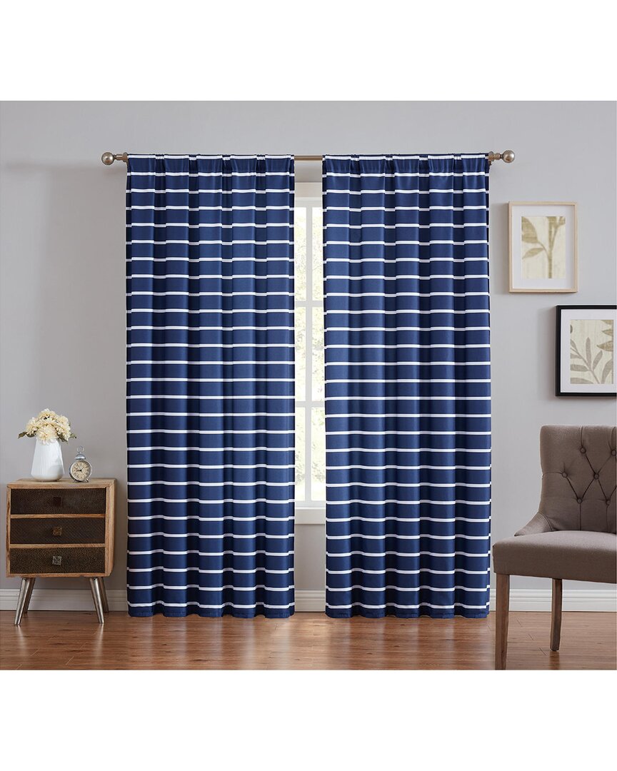 Shop Truly Soft Maddow Stripe Window Panel Pair In Navy