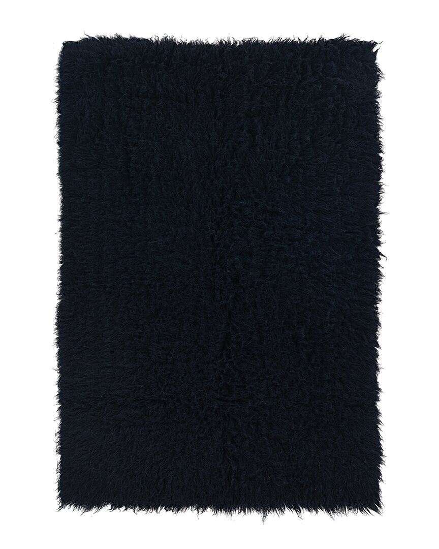 Linon New Flokati 1400gr Wool Area Rug In Black