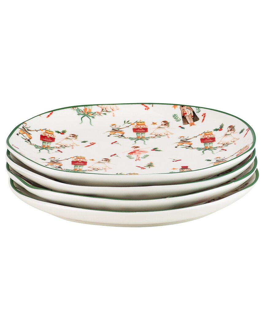 10 Strawberry Street Set Of 4 Bella Appetizer Plates In White