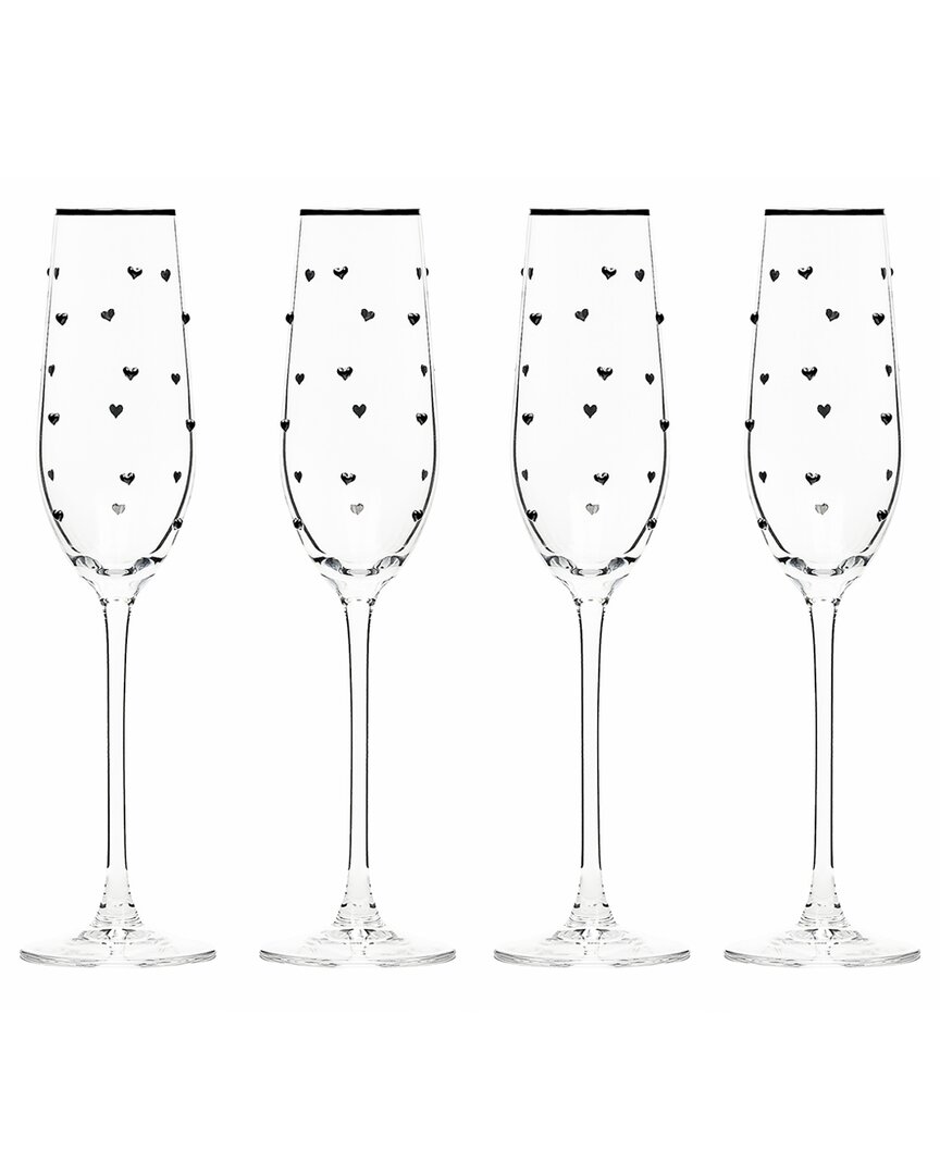 10 Strawberry Street Set Of 4 Charming Heart Glassware In Transparent