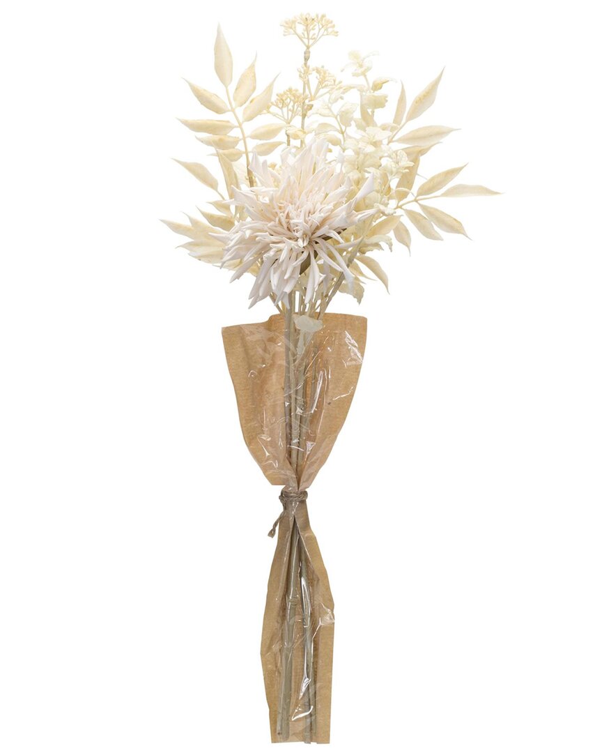 Melrose International Set Of 2 Bleached Chrysanthemum Bouquet In Sand