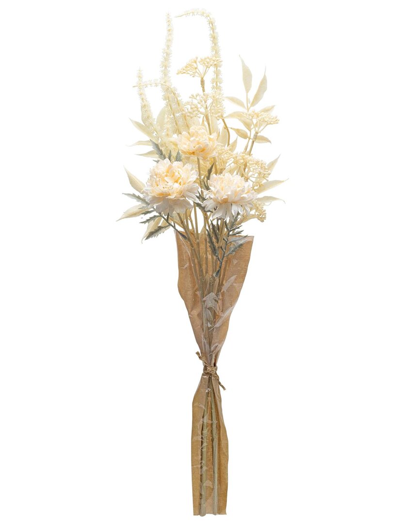Melrose International Set Of 2 Bleached Zinnia Bouquet In Sand
