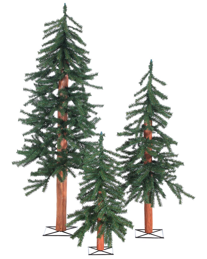 Sterling Tree Company Unlit Alpine Trees (set Of 3) In Green