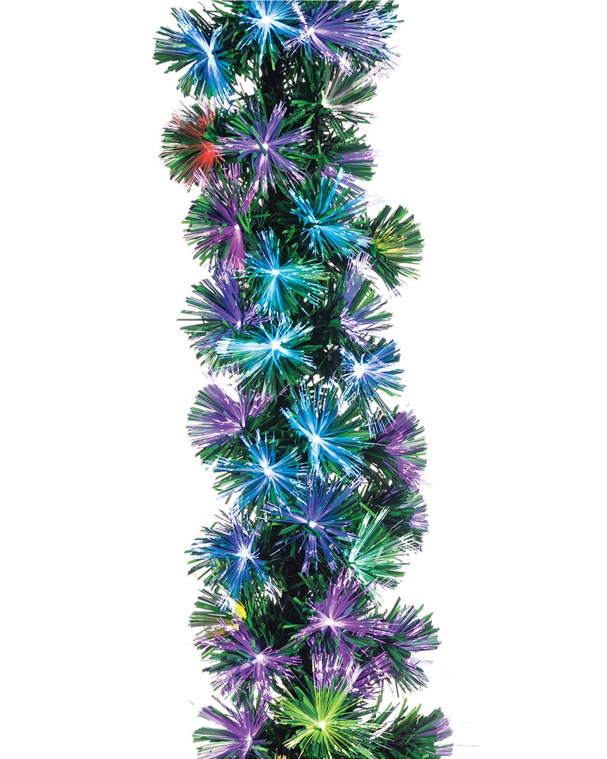 Sterling Tree Company 6ft Long Pre-lit Color Changing Fiber Optic Garland With 75 Ul Multi-color Led Lights In Green